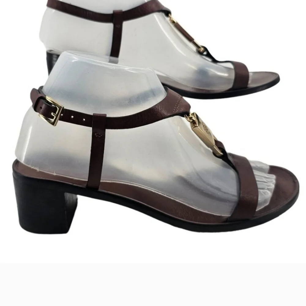 Tory Burch Womens 7.5 Leather Strappy Padlock Sandals - Picture 2 of 9